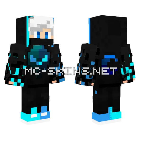 Bba Blue Fire Minecraft skin, front and back