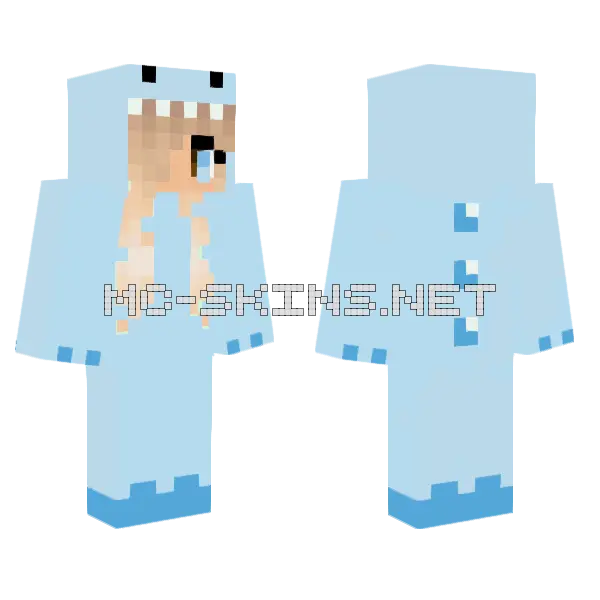 Bby Blue Dino Minecraft skin, front and back