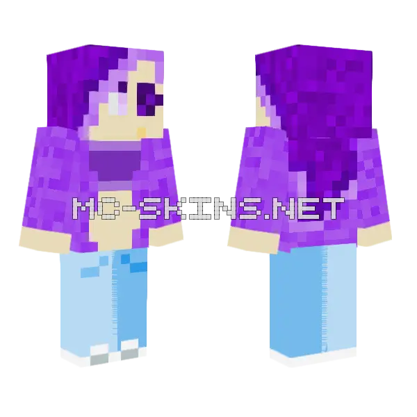 Be Urself Purple Hair Minecraft skin, front and back