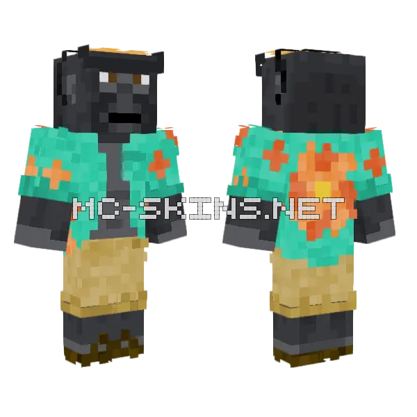 Beach Gorilla Minecraft skin, front and back
