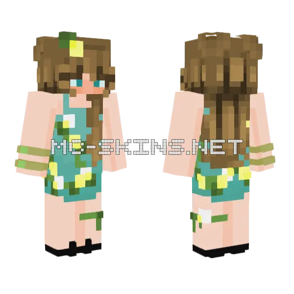 Beach Vibes Girl Minecraft skin, front and back