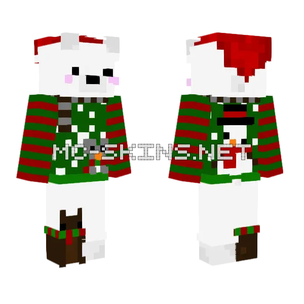 Bear Bear Snow Minecraft skin, front and back
