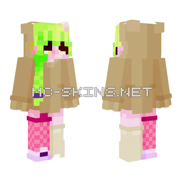 Beary Cute Girl Minecraft skin, front and back
