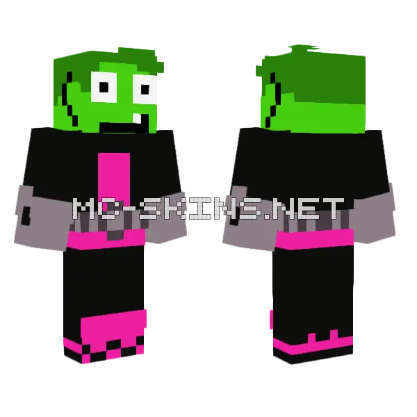 Beast Boy Minecraft skin, front and back