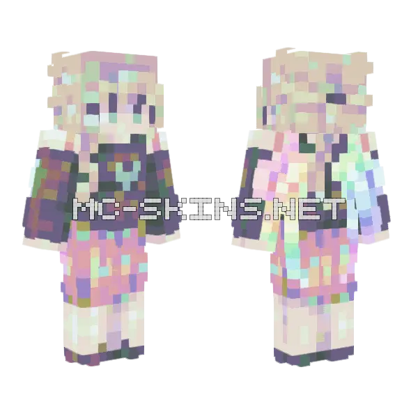 Bedazzled Unicorn Vomit Oldsmobile Minecraft skin, front and back