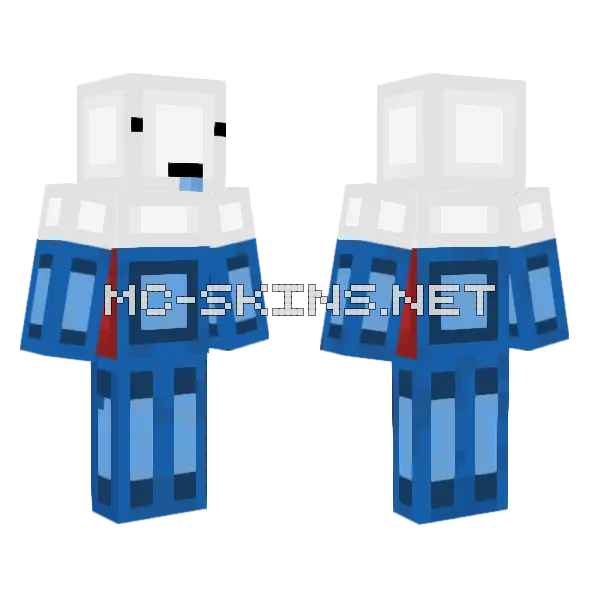 Bedless Revamp Blue Minecraft skin, front and back