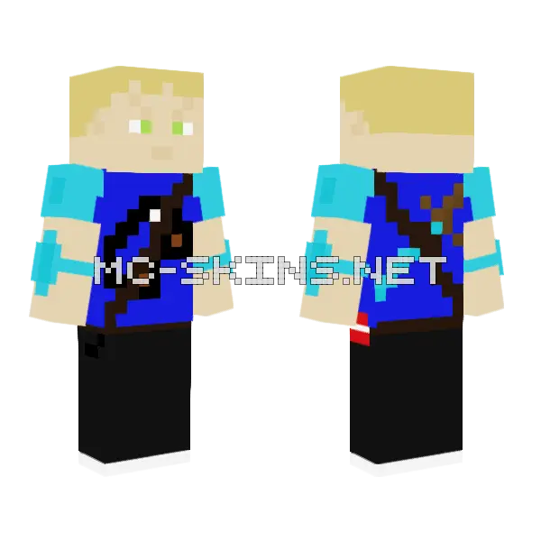 Bedwars Player Blue Minecraft skin, front and back
