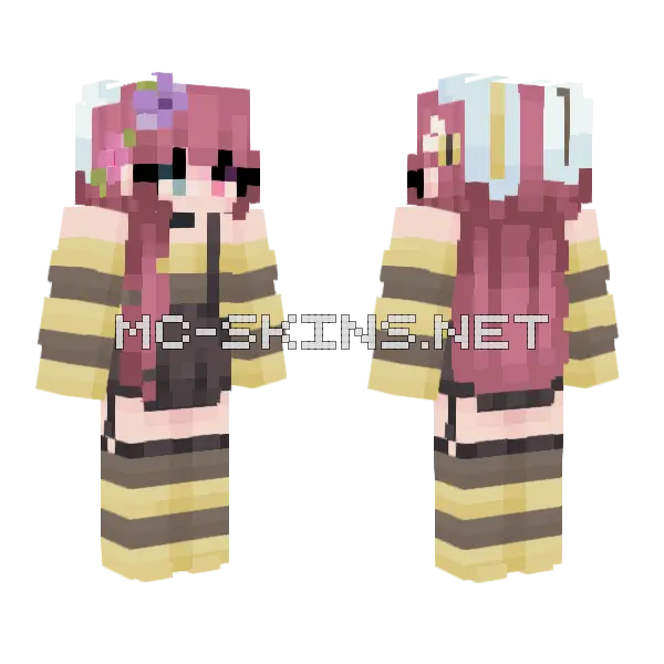 Bee Floral Minecraft skin, front and back