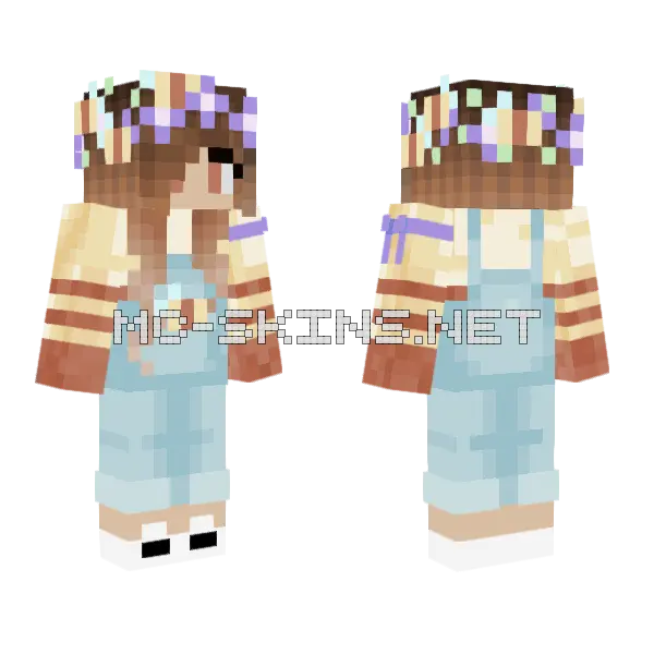 Bee Girl Cancer Ribbon Minecraft skin, front and back