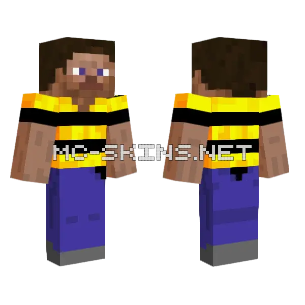 Bee Shirt Steve Minecraft skin, front and back