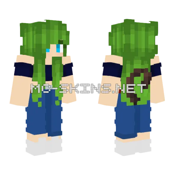 Bejmaksi Green Hair Girl Minecraft skin, front and back