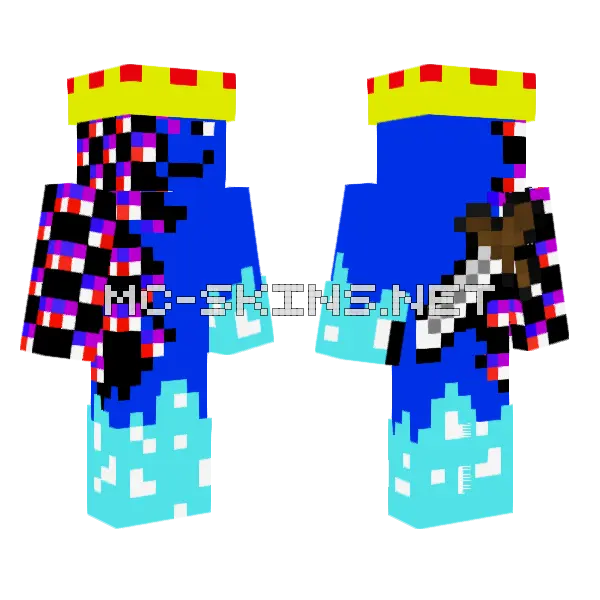 Better Glitchblue Fire Minecraft skin, front and back