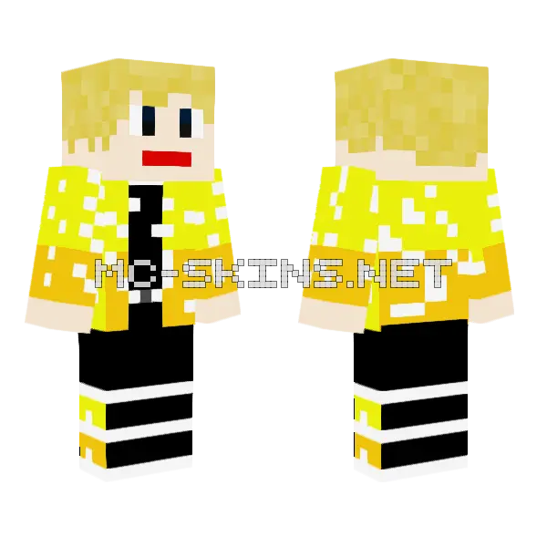 Better Zenitsu Agatsuma Minecraft skin, front and back