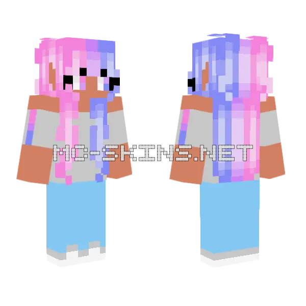 Bi Girl Pastel Recolored Minecraft skin, front and back
