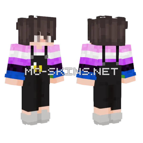 Bi Pride Short Hair Overall Minecraft skin, front and back