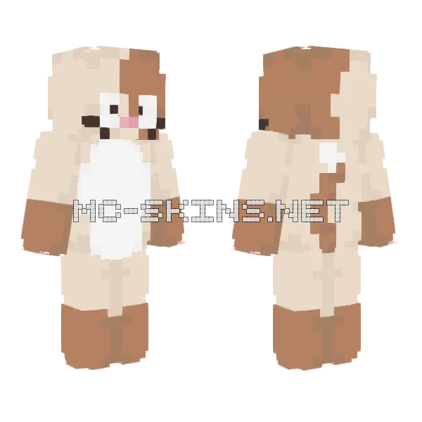 Big Eye Brown Light Tan Cat Minecraft skin, front and back