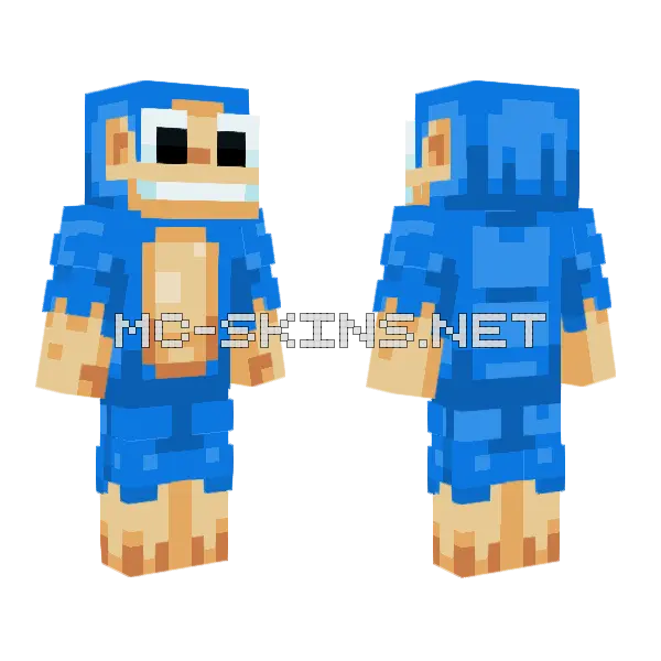 Big Eyes Blue Monkey Minecraft skin, front and back