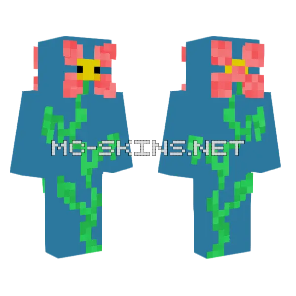 Big Pink Flower Flor Rosa Grande Minecraft skin, front and back