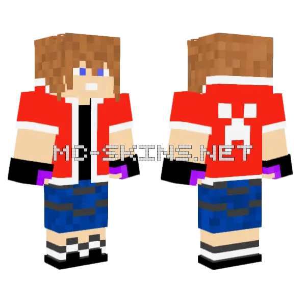 Big Red Jacket Minecraft skin, front and back