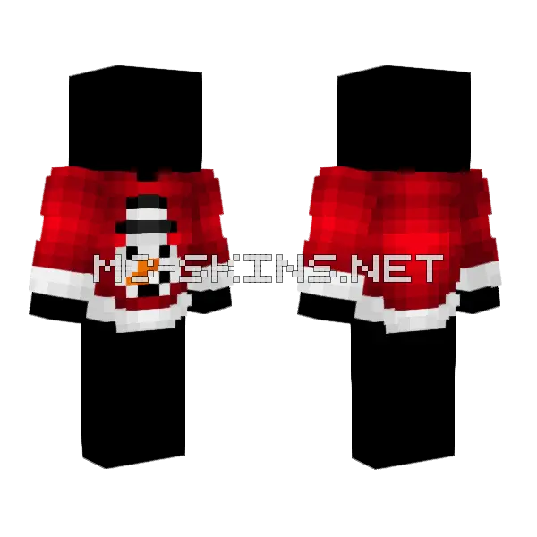 Big Red Top w Snowman Minecraft skin, front and back
