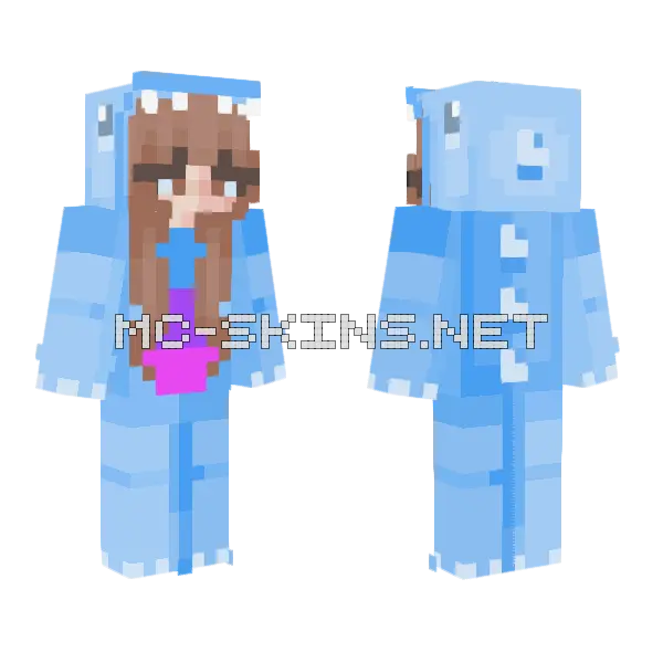 Bilingual Girl Dino Onesie Minecraft skin, front and back