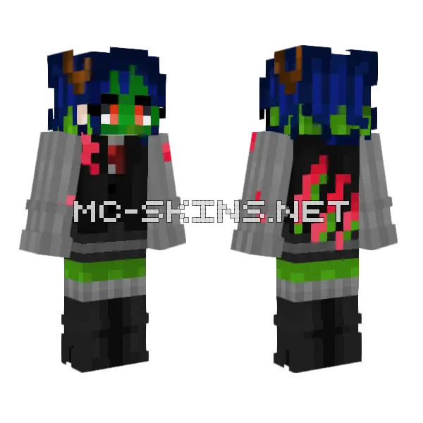 Bitzombie Minecraft skin, front and back