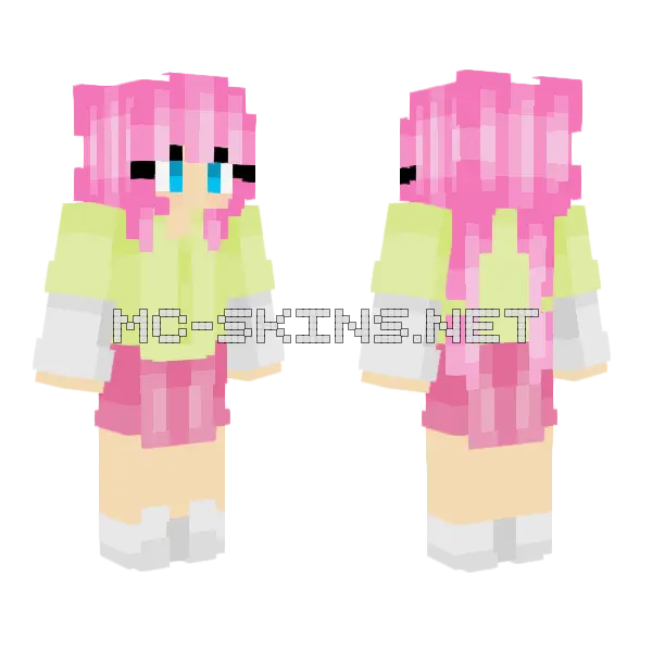 Béjmaksi Pink Hair Girl Minecraft skin, front and back