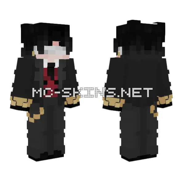 Black And Gold Outfit Minecraft skin, front and back