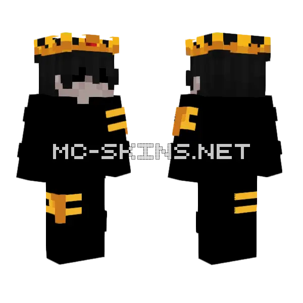 Black And Gold Outfit Minecraft skin, front and back