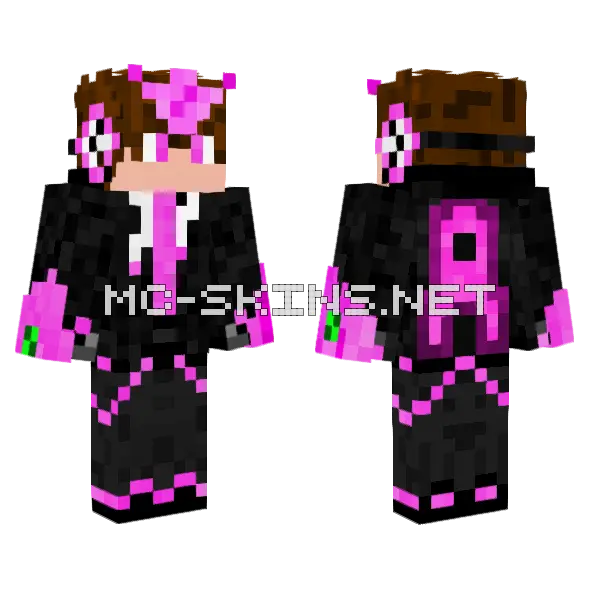 Black And Pink Minecraft skin, front and back