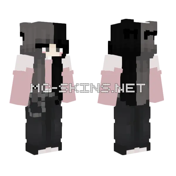 Black And Pink Outfit Minecraft skin, front and back