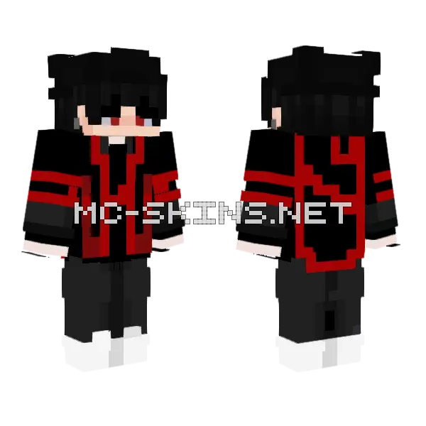 Black And Red Hoodie Minecraft skin, front and back