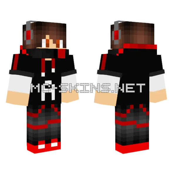 Black And Red Outfit Minecraft skin, front and back