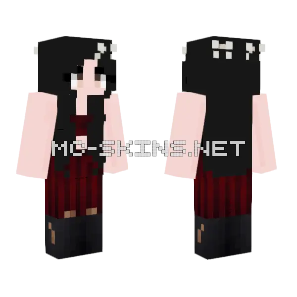 Black and Red Outfit Minecraft skin, front and back