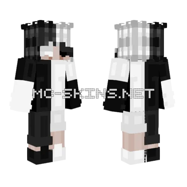 Black and White Minecraft skin, front and back