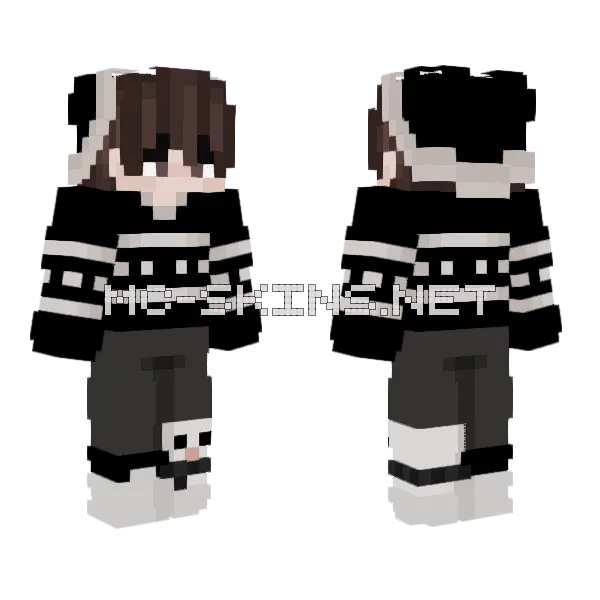 Black and White Boy Minecraft skin, front and back