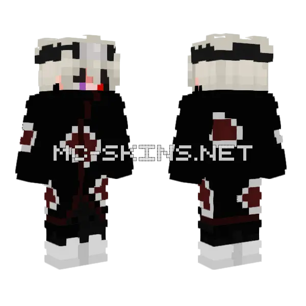 Black and White Boy Red Eye Minecraft skin, front and back