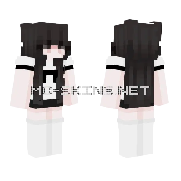 Black and White Cat Minecraft skin, front and back