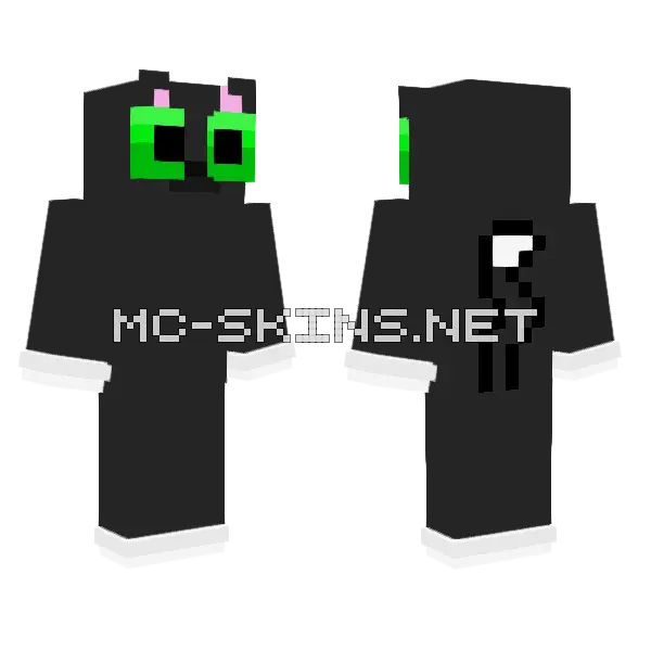 Black and White Cat Minecraft skin, front and back
