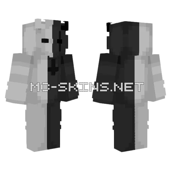 Black and White Cat Minecraft skin, front and back