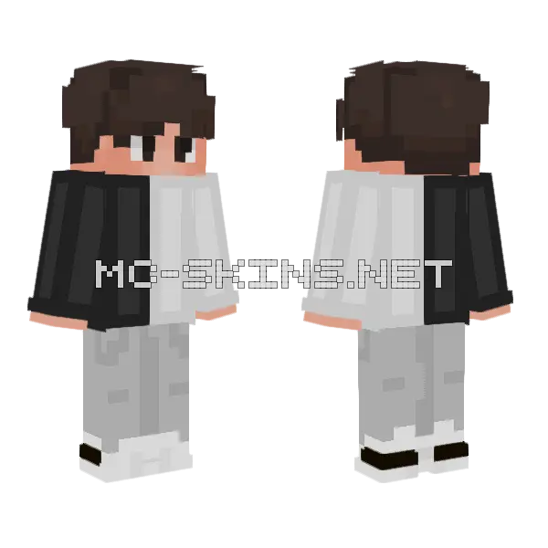 Black And White Crewneck Minecraft skin, front and back