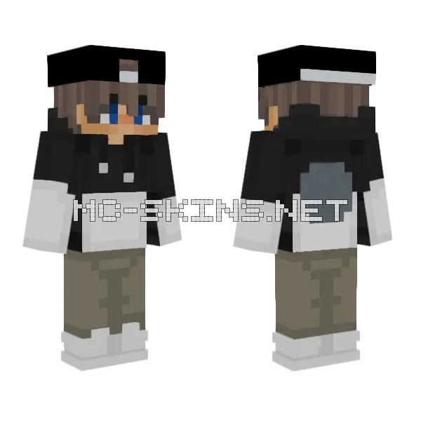 Black and White Hoodie Full Moon Minecraft skin, front and back