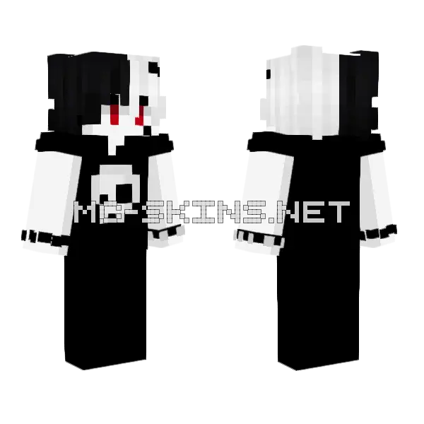 Black and White Skull Minecraft skin, front and back