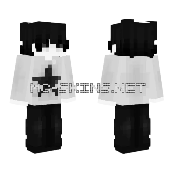 Black And White Star Minecraft skin, front and back