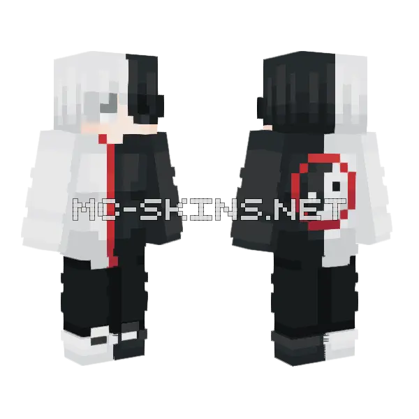 Black and White Yin Yang Minecraft skin, front and back