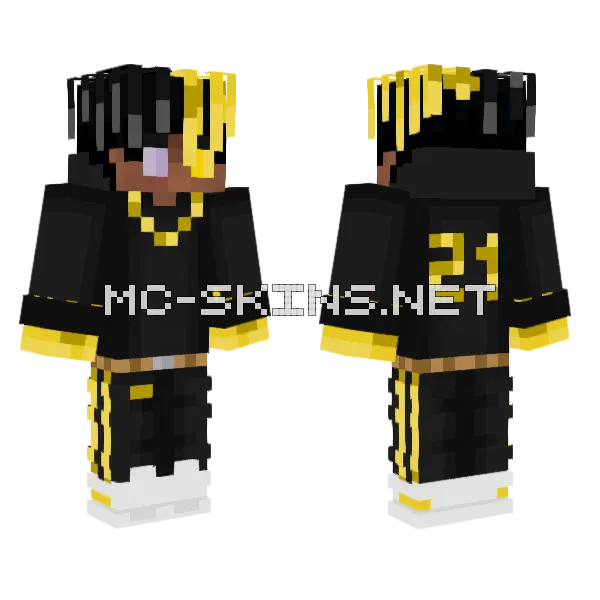 Black And Yellow Drip Minecraft skin, front and back
