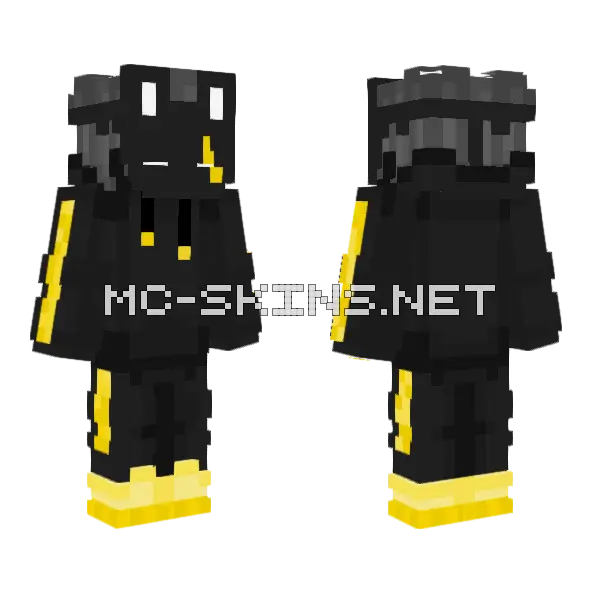 Black and Yellow Mask Minecraft skin, front and back
