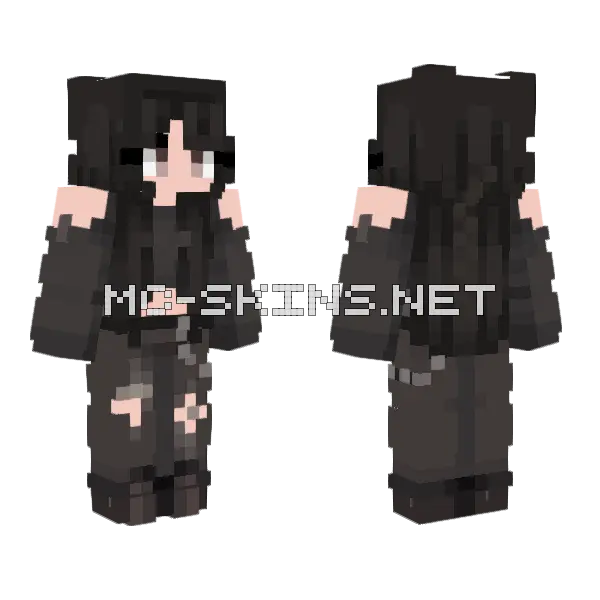Black Anime Girl Minecraft skin, front and back