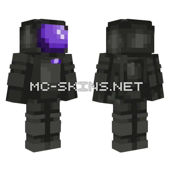 Black Astronaut Minecraft skin, front and back