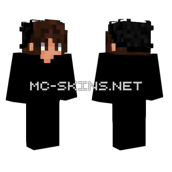 Black Beanie Head Minecraft skin, front and back